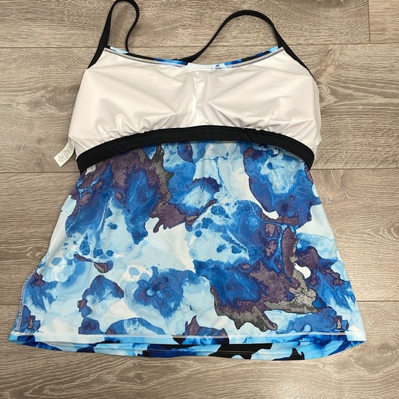 Xersion In A Haze Draped Back Tankini Top Pool Blue 18W - Picture 13 of 14